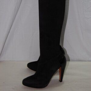 37/US7❤️ALAIA Black Patent Leather & Suede Over Knee High Heels Tall Boots ITALY